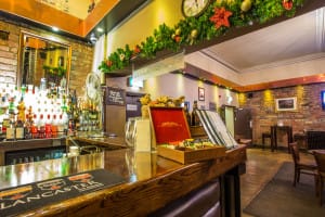 Bar area with Christmas decorations | hotel in Barrow in Furness